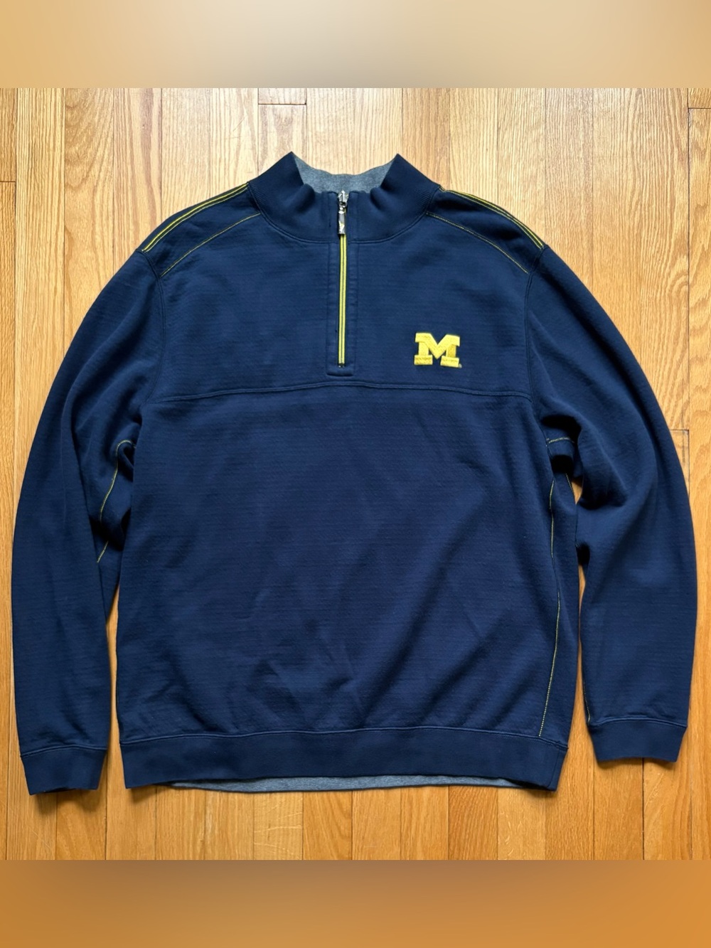 Michigan Wolverines Tommy Bahama Men’s Reversible 1/4 Zip Pullover XL Blue Gray
